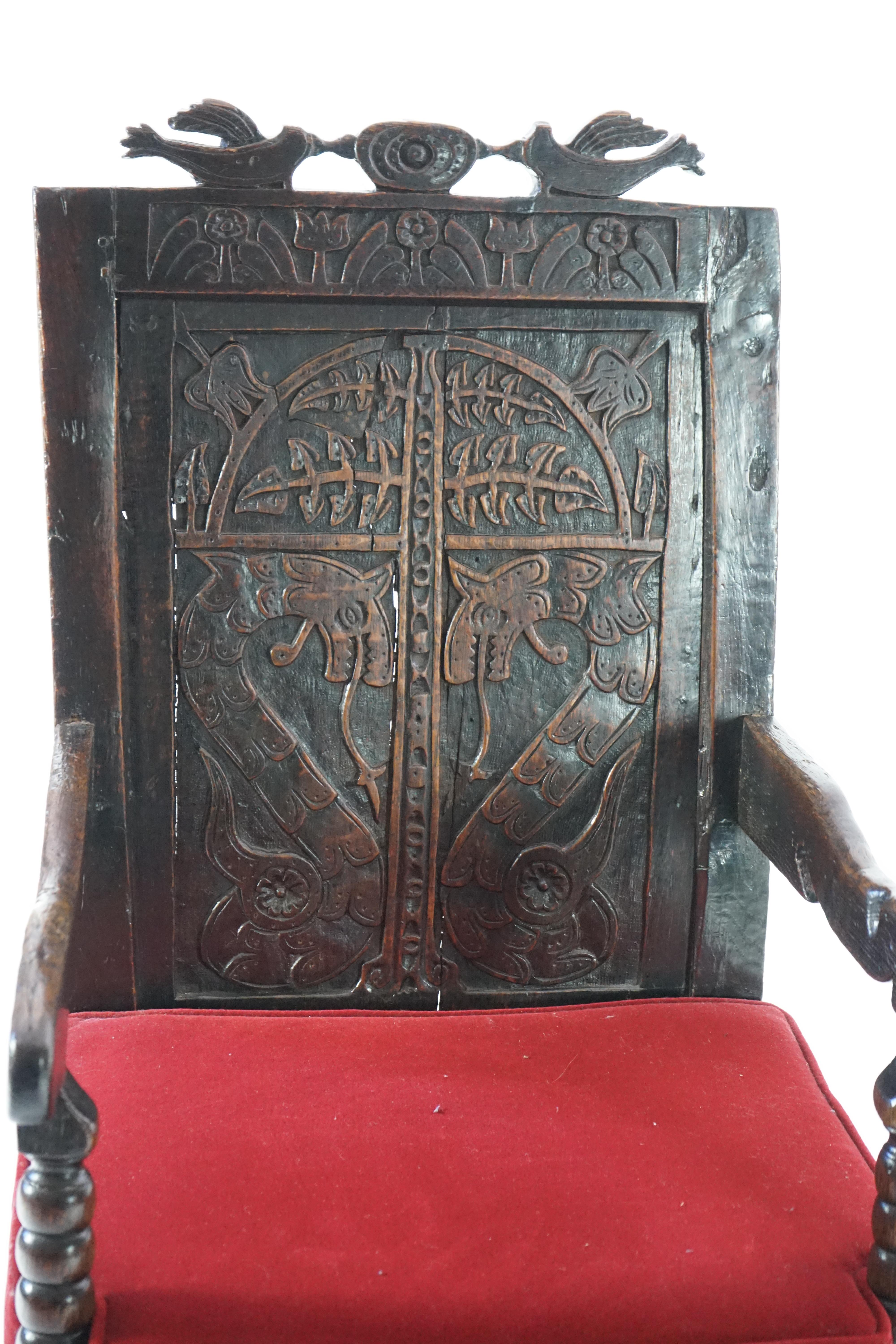 A 17th century and later Yorkshire oak Wainscot elbow chair